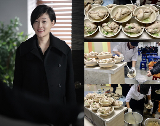 SBS 측은 20일 배우 박진희가 드라마 '리턴(return)' 촬영장에 삼계탕 150인분을 깜짝 선물했다고 밝혔다. <SBS 제공>